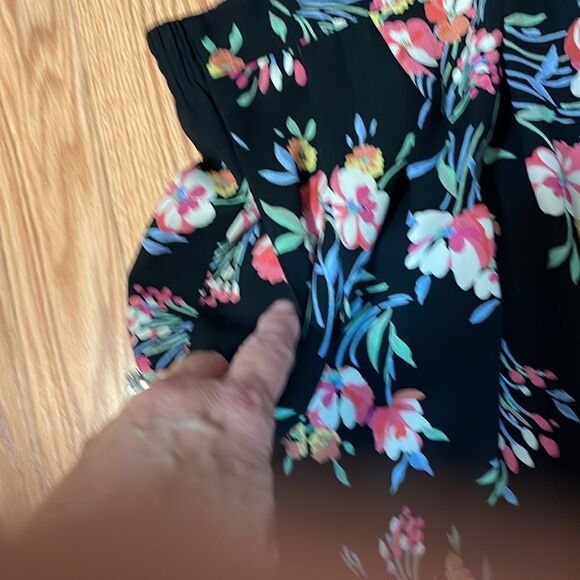 Vintage Sag Harbor black Floral Skirt, elastic, 2X - Picture 4 of 8